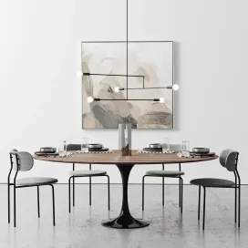 Oval tulip dining table walnut 2